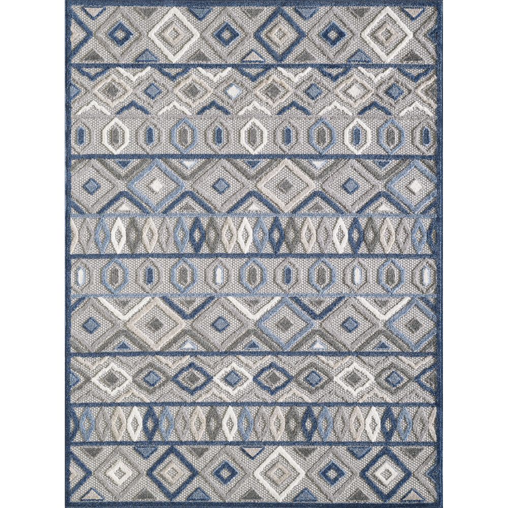 KAS CAA6921 Calla 3 Ft. 3 In. X 4 Ft. 11 In. Rectangle Rug in Grey/Blue